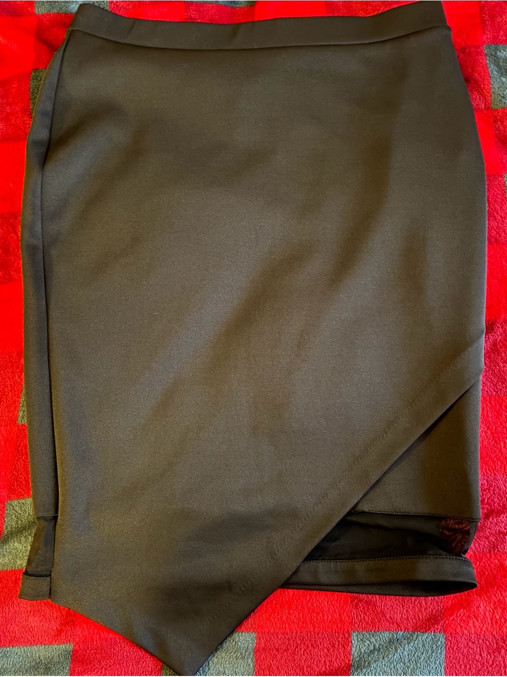 Bisou Bisou Black Asymmetrical Faux Wrap Pencil Skirt